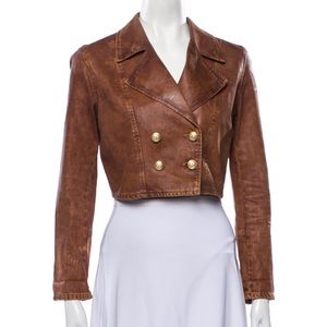 Lacquered Cotton LAGENCE CROP MILITARY JACKET